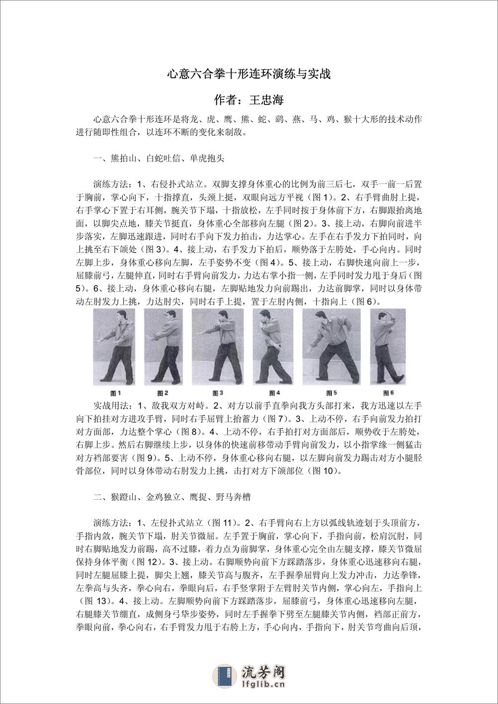 《心意六合拳十形连环演练与实战》王忠海 - 第1页预览图